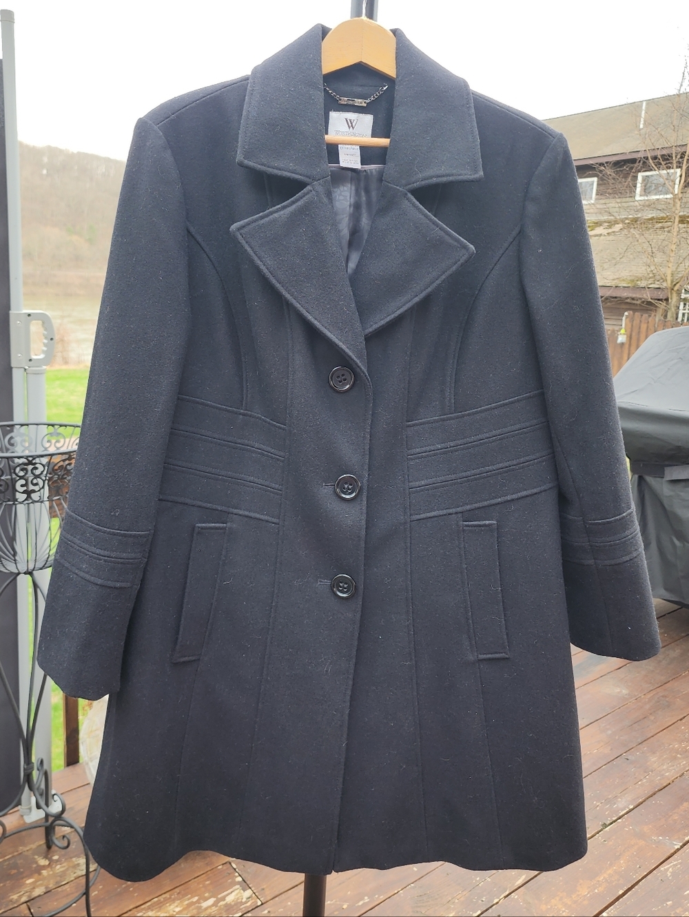 Worthington Women’s Black Coat Wool Blend Knee Length Winter Overcoat XL